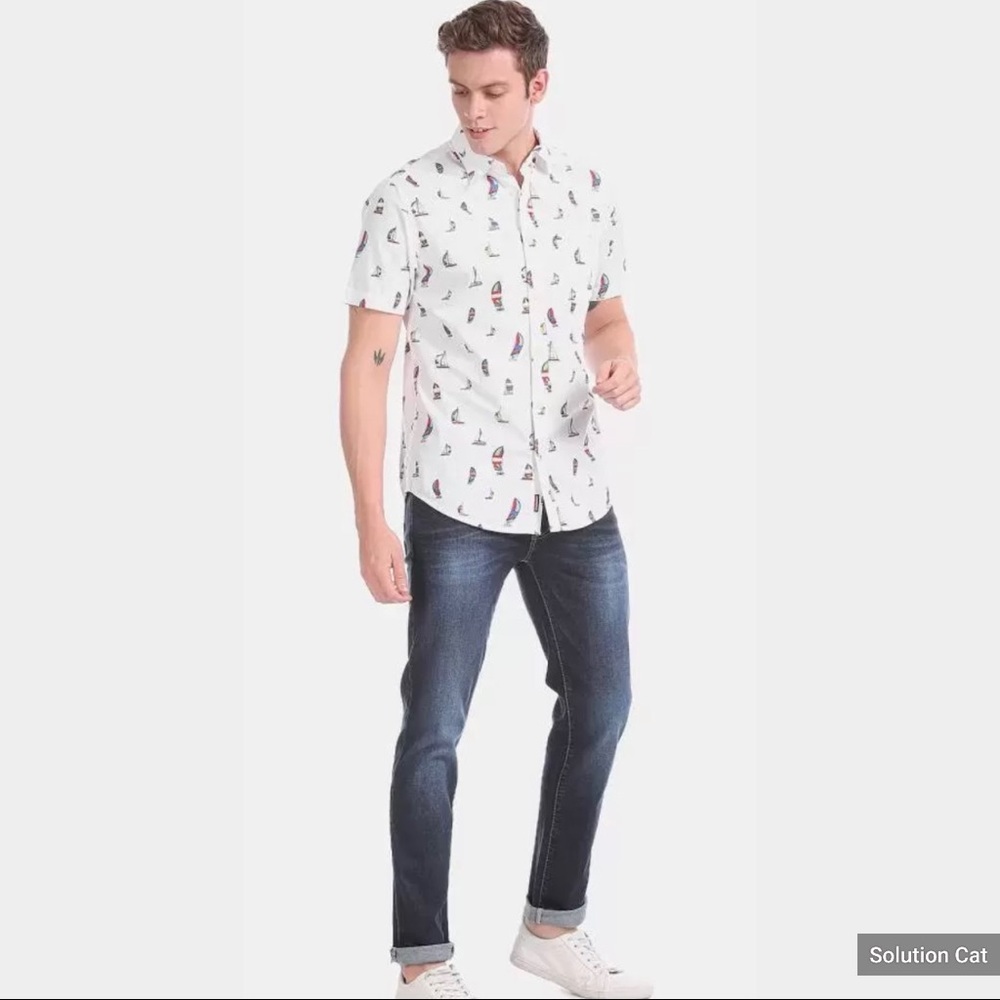 New Aeropostale - Cotton Blend Regular Fit White Men's Casual Size Large